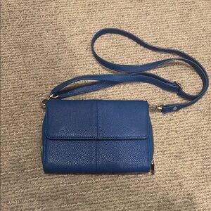 Thirty-One Blue Crossbody Bag with Minimalist Design